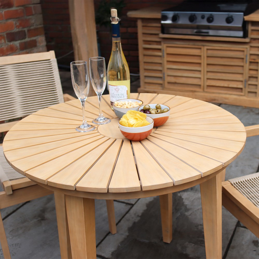 Roma Bistro Set With Rope Stacking Chairs