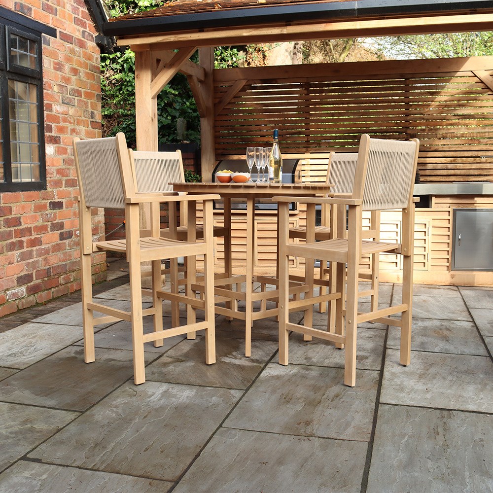 Roma Four Seater Round Bar Set With High Chairs