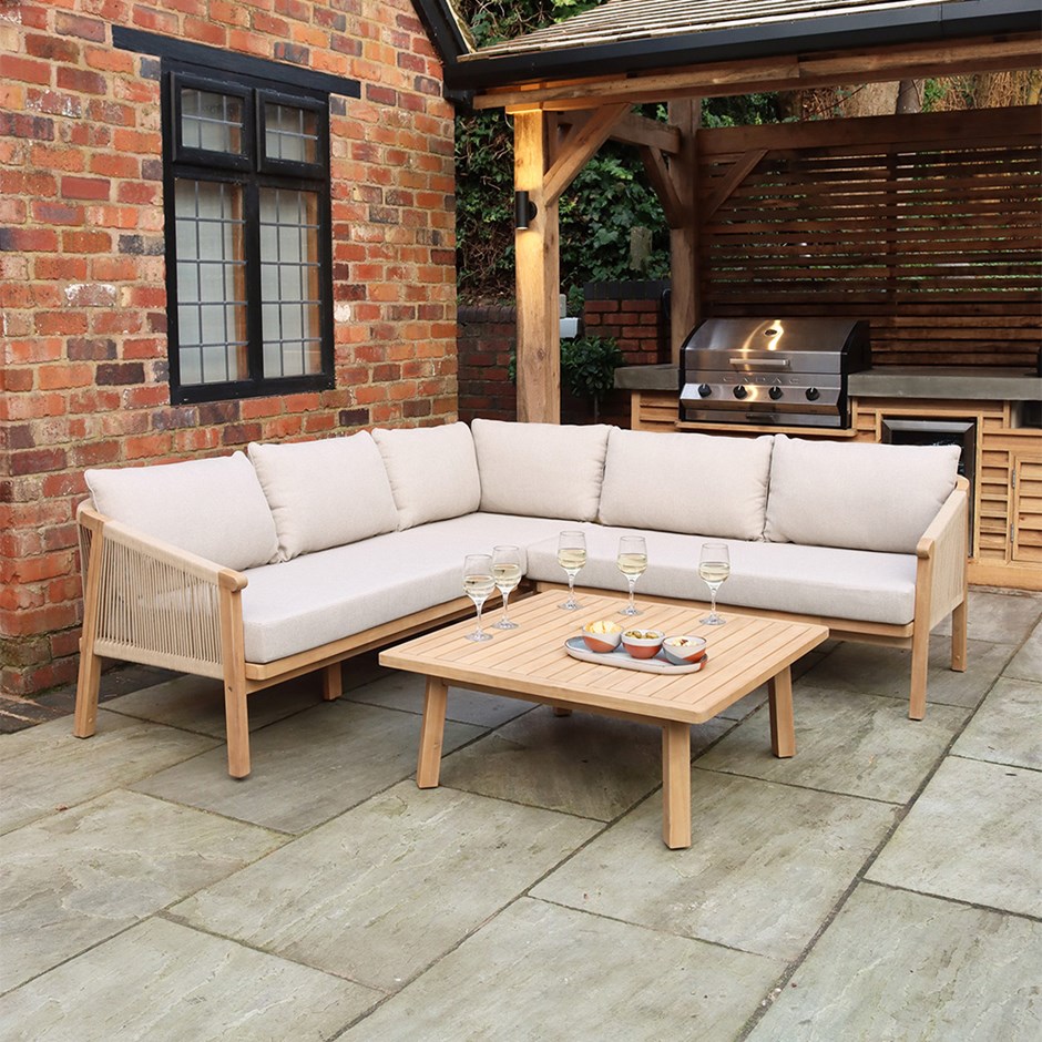 Roma Five Seater Corner Lounge Set With Square Coffee Table