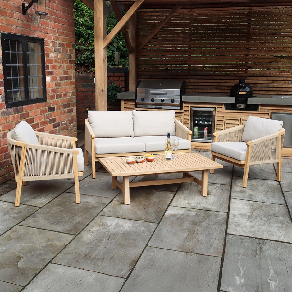 Roma Four Seater Double Lounge Set With Rectangular Coffee Table