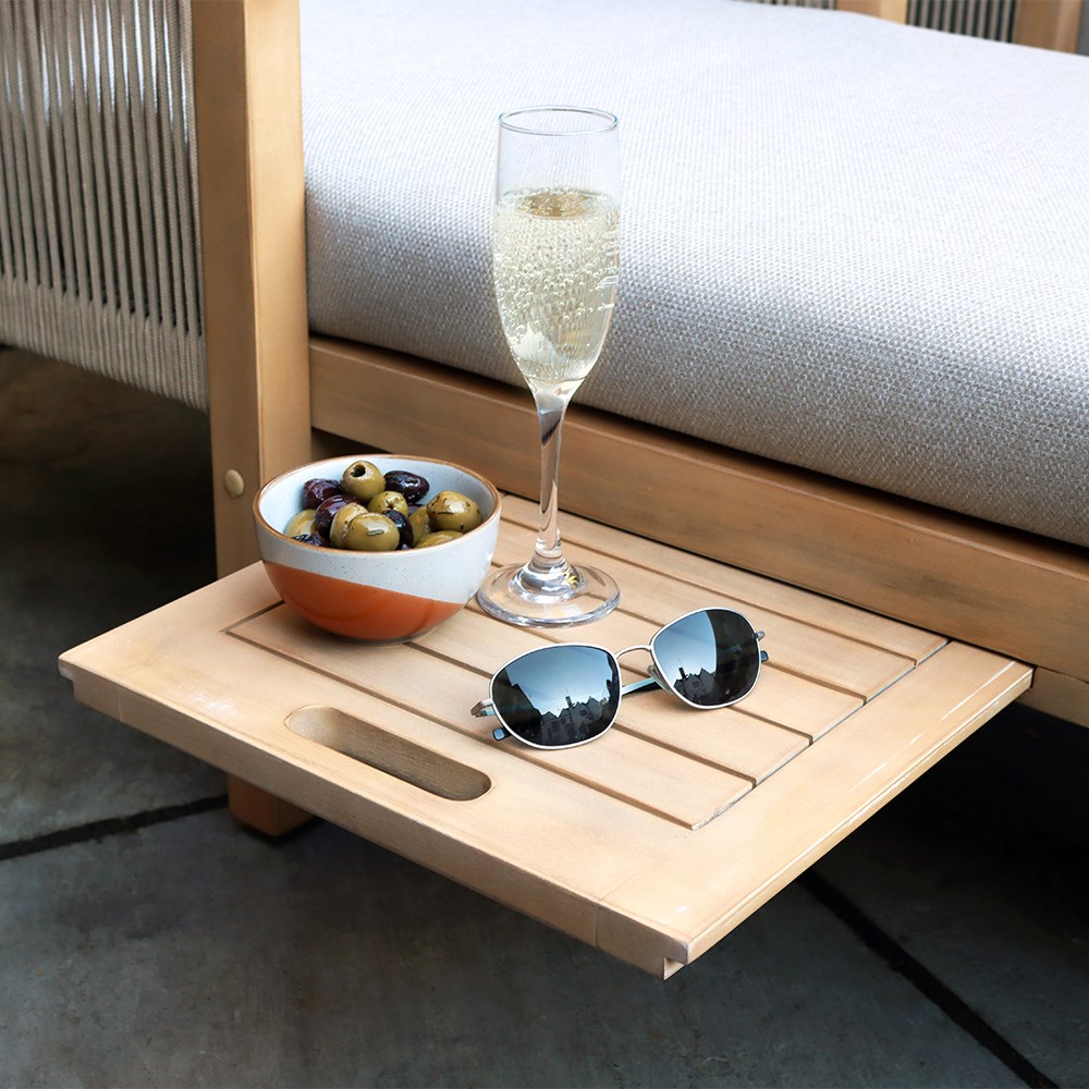 Roma Rope Sun Lounger With Pull-Out Side Table