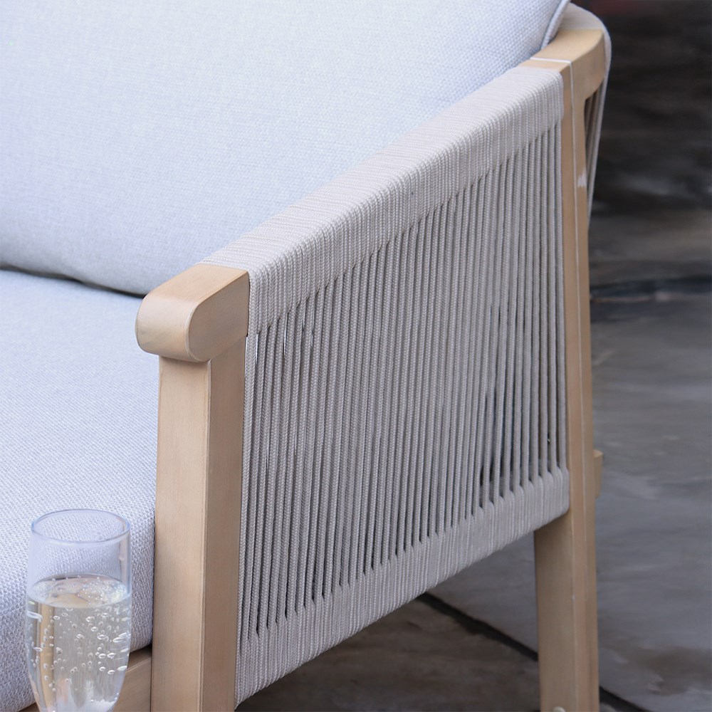 Roma Rope Sun Lounger With Pull-Out Side Table