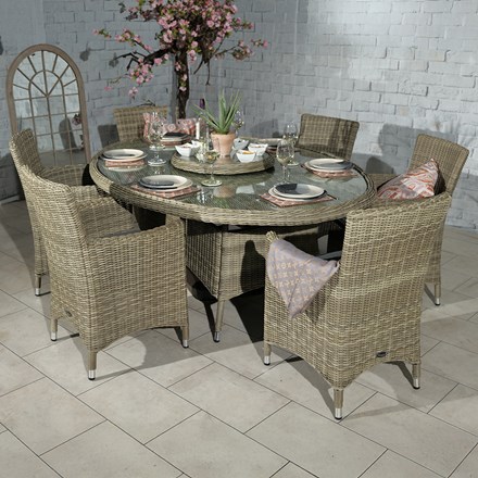 Wentworth 6 Seater Ellipse Carver Dining Set (One 200 X 145Cm Table & 6 X Chairs