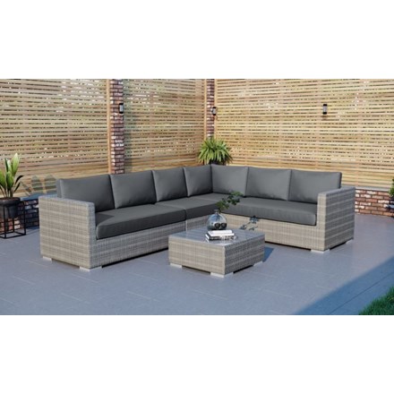 Oasis Rattan Corner Sofa and Glass Coffee Table with Middle Section