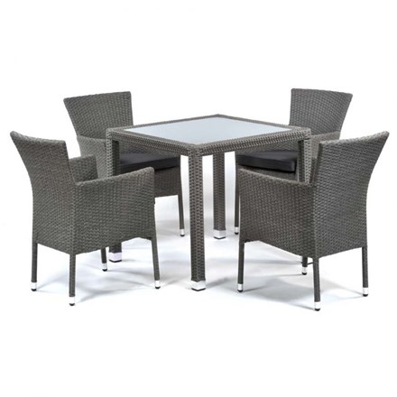 Oasis Glass Table and 4 Stacking Chairs Chairs