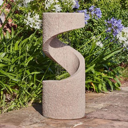 Outdoor Spiral Water Feature Sandstone H82Cm W35Cm