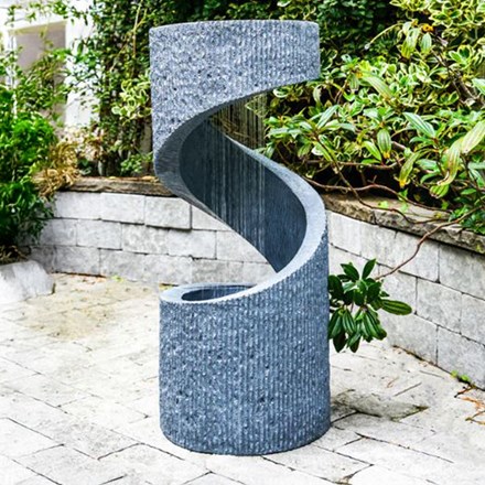 Outdoor Spiral Water Feature Cement H82Cm W35Cm
