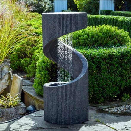 Outdoor Spiral Water Feature Granite H82Cm W35Cm