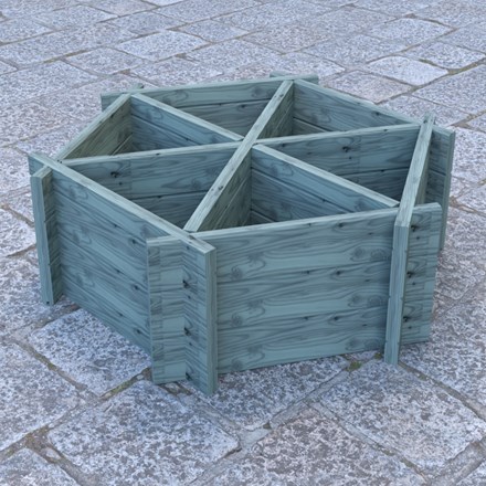 Hexagonal Wooden Planter With 6 Parts