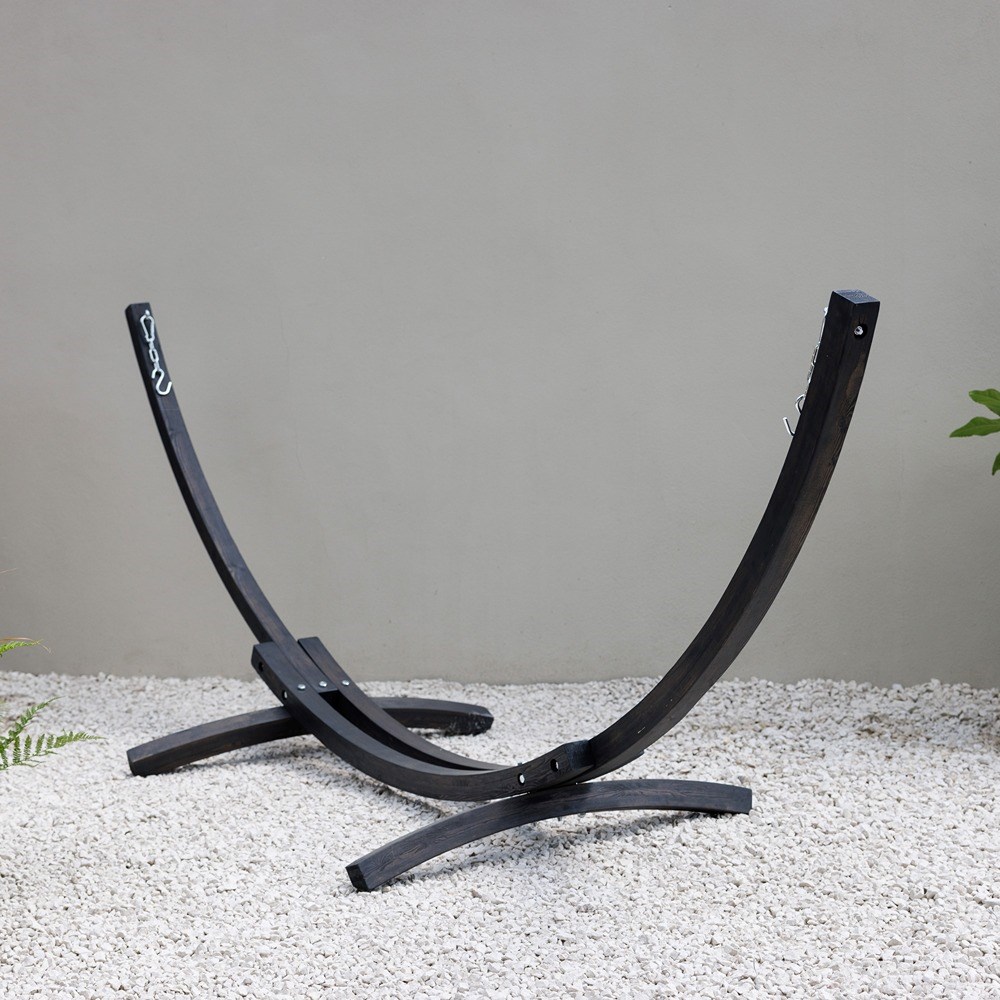 Single Hammock With Charcoal Wooden Arc Stand