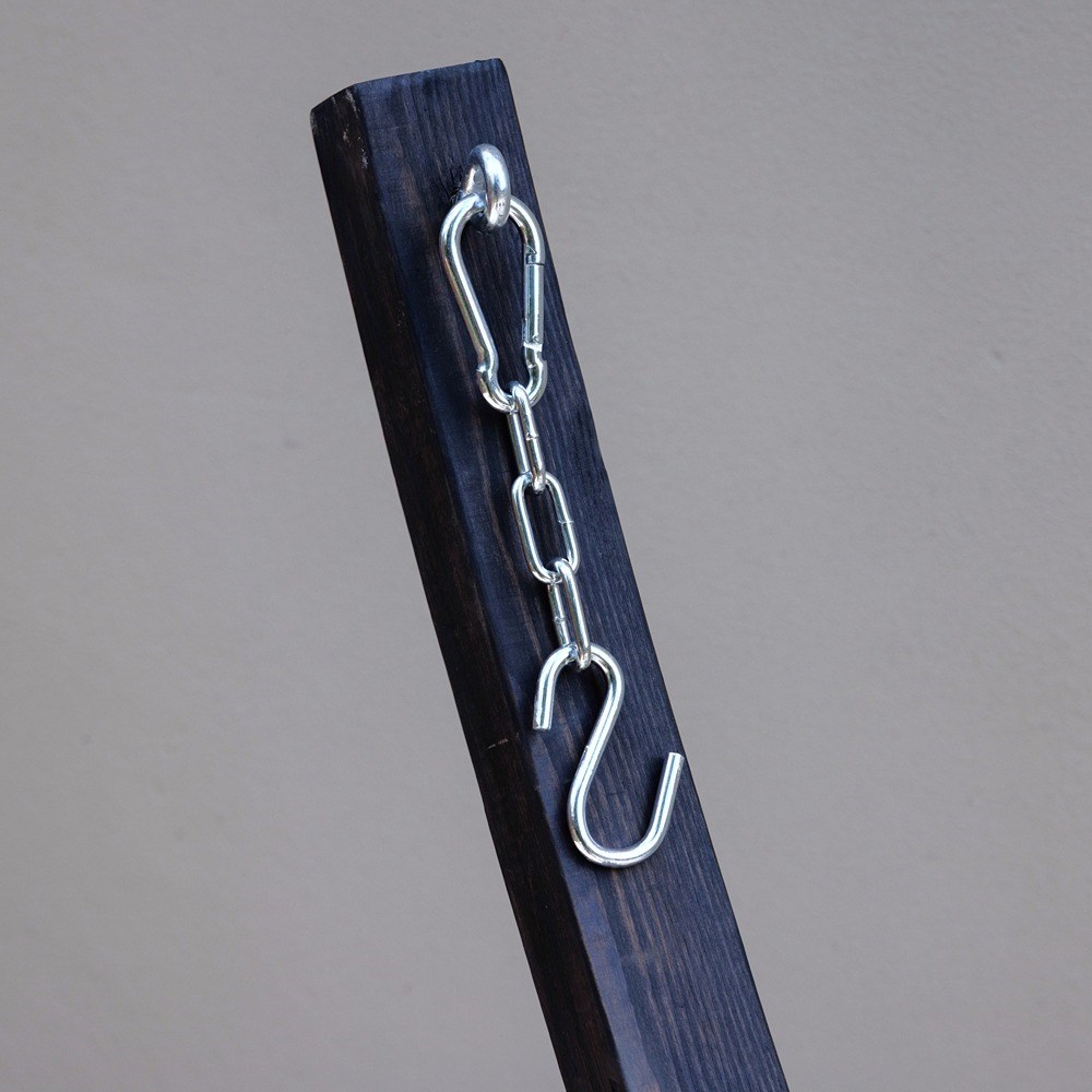Single Hammock With Charcoal Wooden Arc Stand