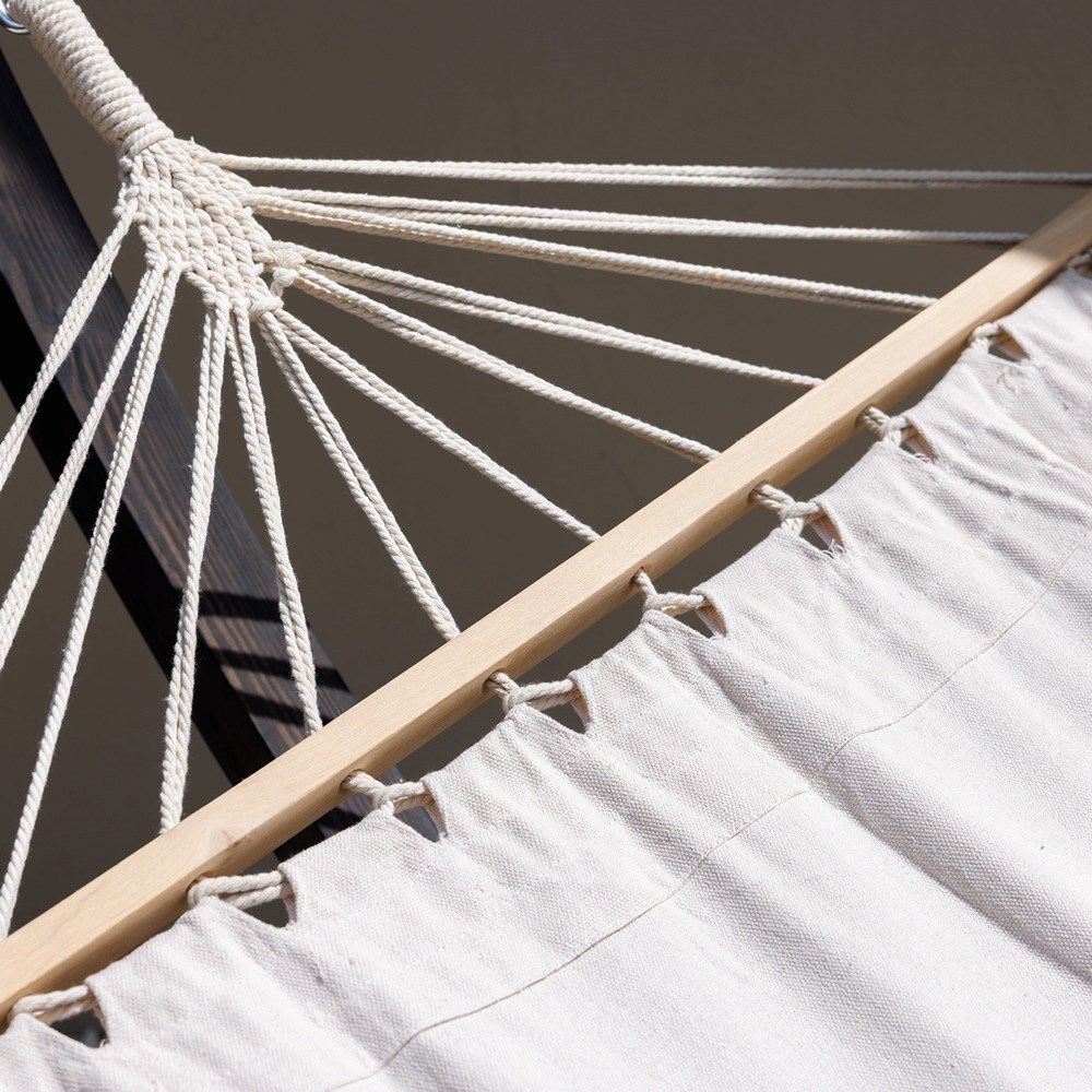 Single Hammock With Charcoal Wooden Arc Stand