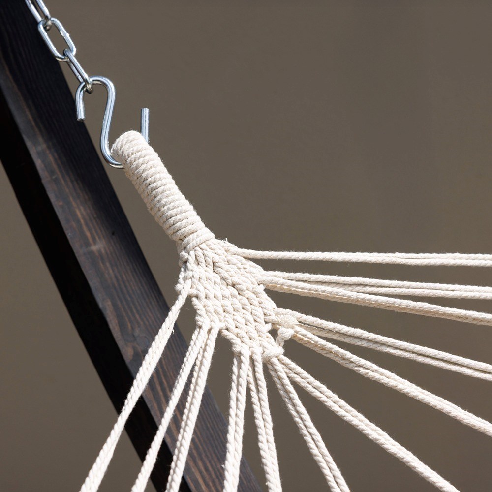 Single Hammock With Charcoal Wooden Arc Stand