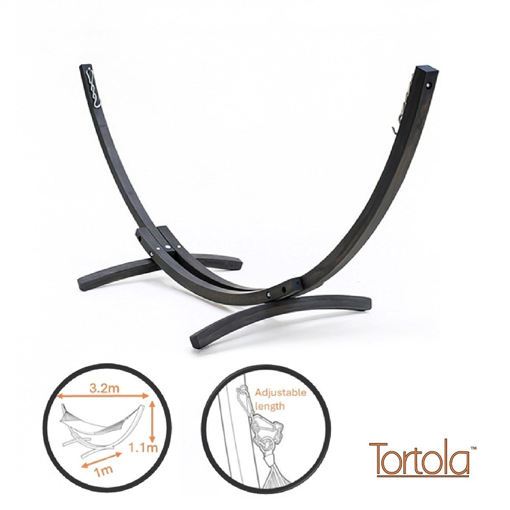 Single Hammock With Charcoal Wooden Arc Stand