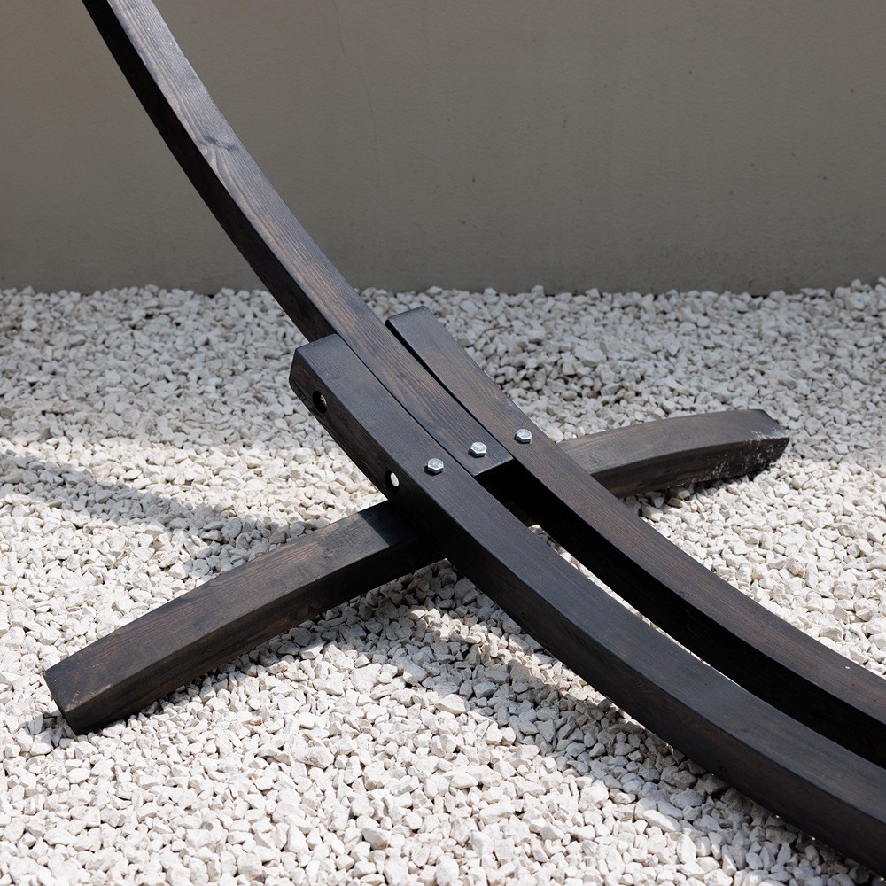Single Hammock With Charcoal Wooden Arc Stand