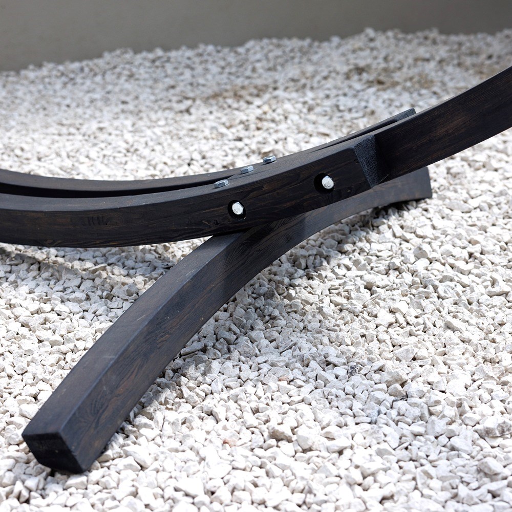 Single Hammock With Charcoal Wooden Arc Stand