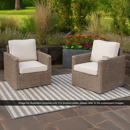 Luxury Rattan Straight Arm Single Armchair, Set of 2, Natural