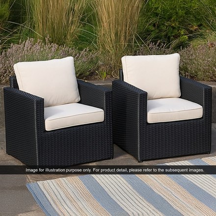 Luxury Rattan Straight Arm Single Armchair, Set of 2, Stone