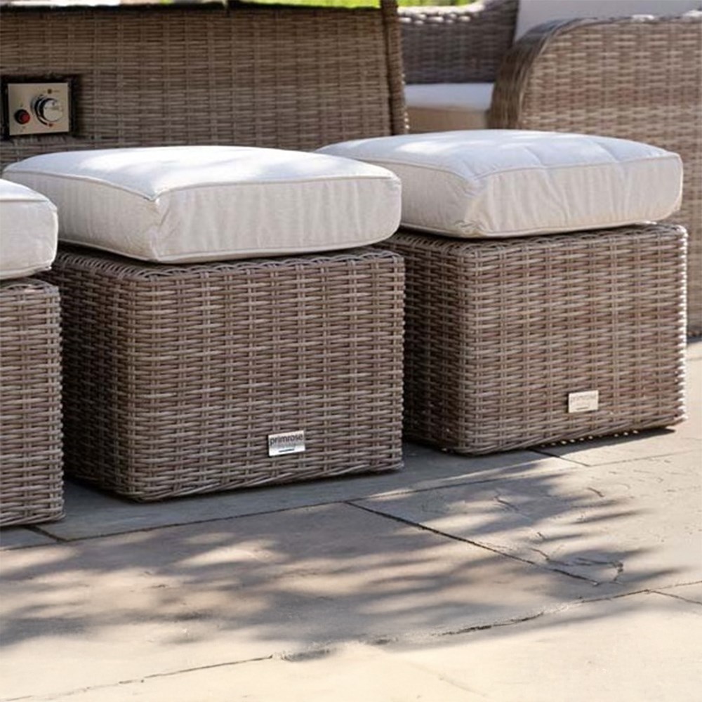 Rattan Garden Footstools With Cushions