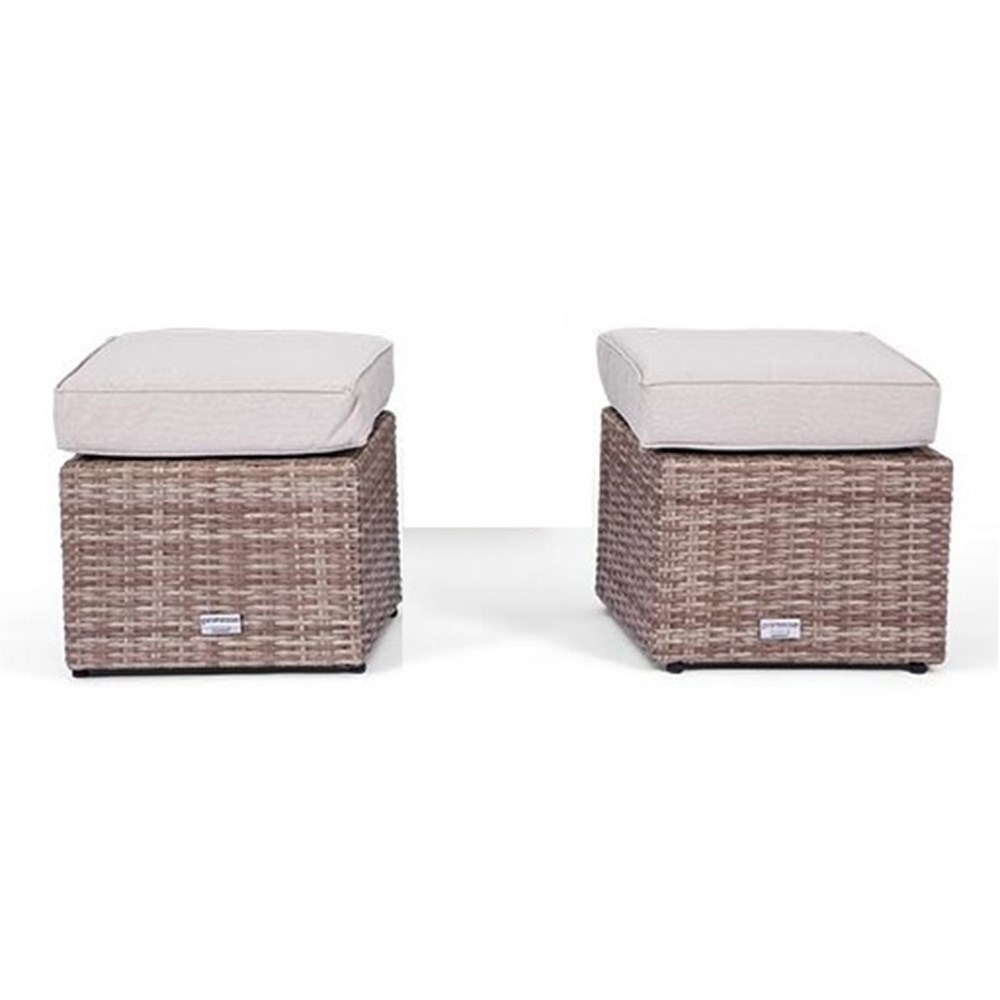 Set of 2 Classic Rattan Footstool in Natural