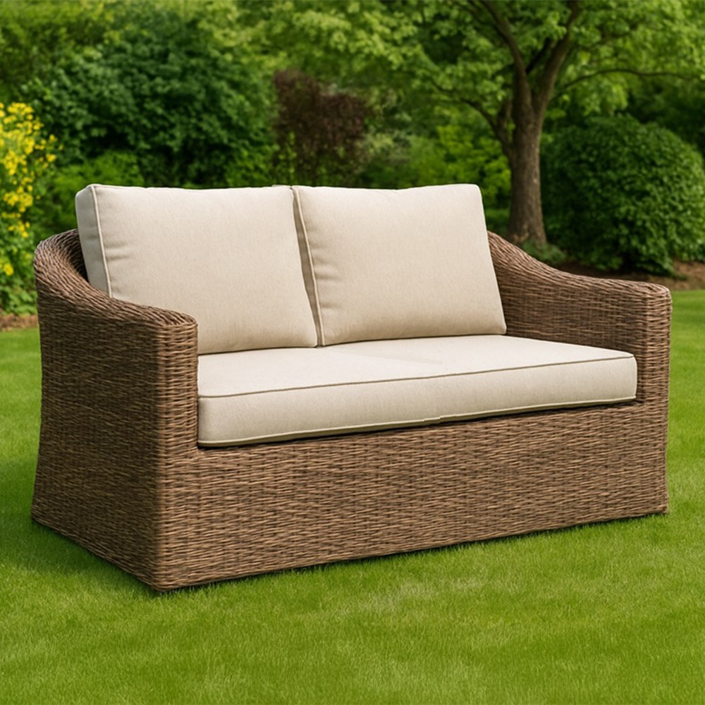 Classic Rattan Garden Sofa With Cushions