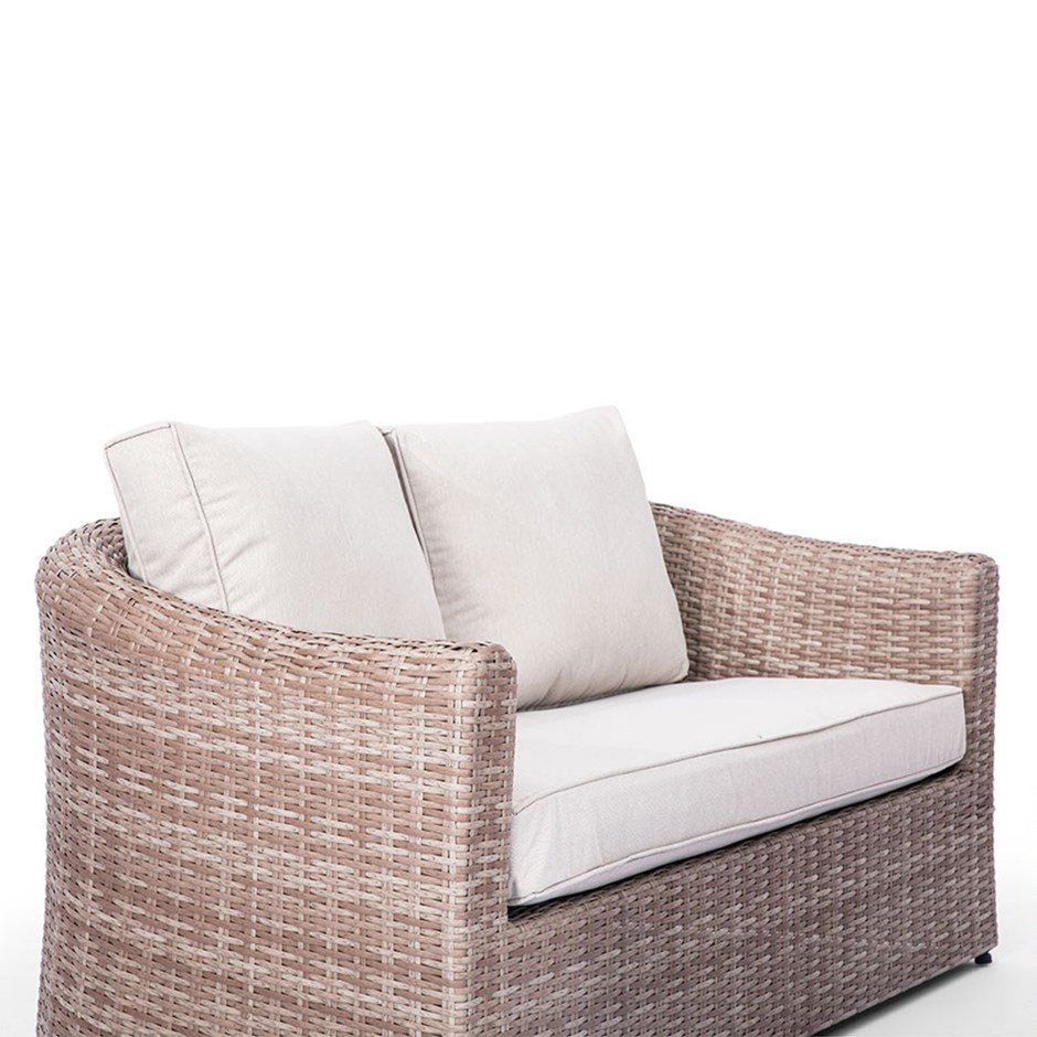 Classic Rattan 2 Seater Garden Sofa With Cushions in Natural