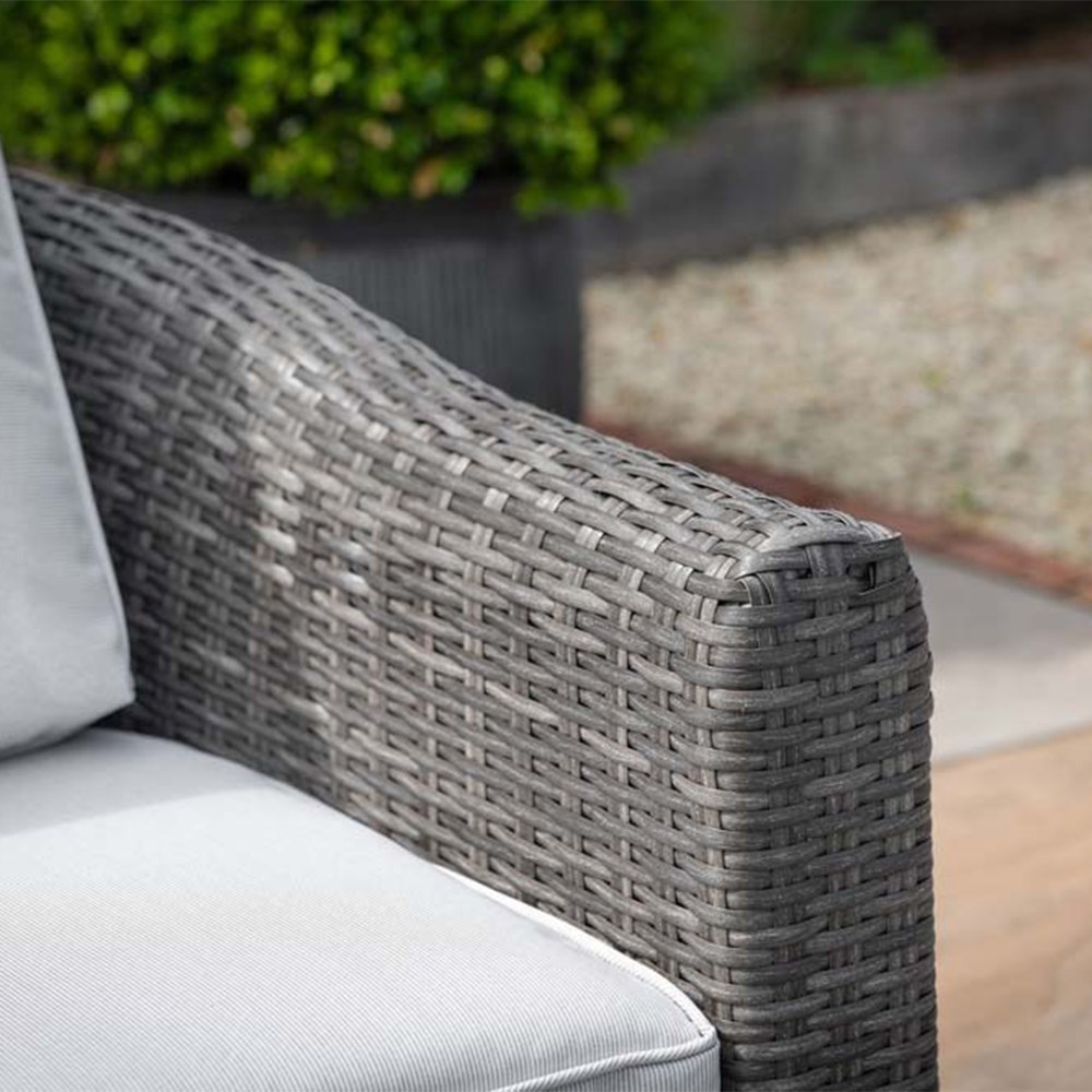 Classic Rattan 3 Seater Garden Sofa With Cushions In Stone