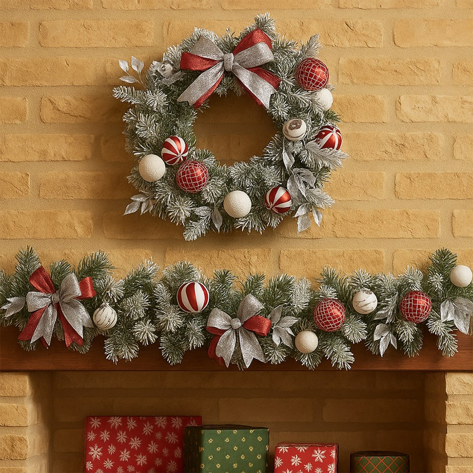 Lapland 50cm Wreath & 180cm Garland Set