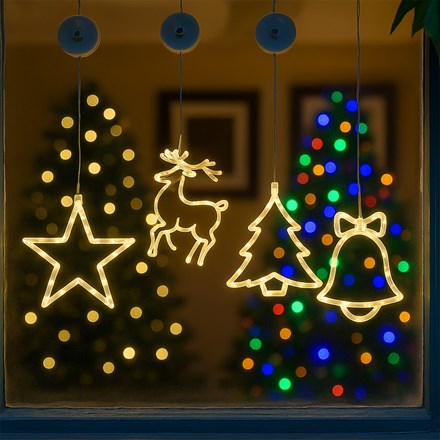 Set of 4 Christmas Window Lights Warm White