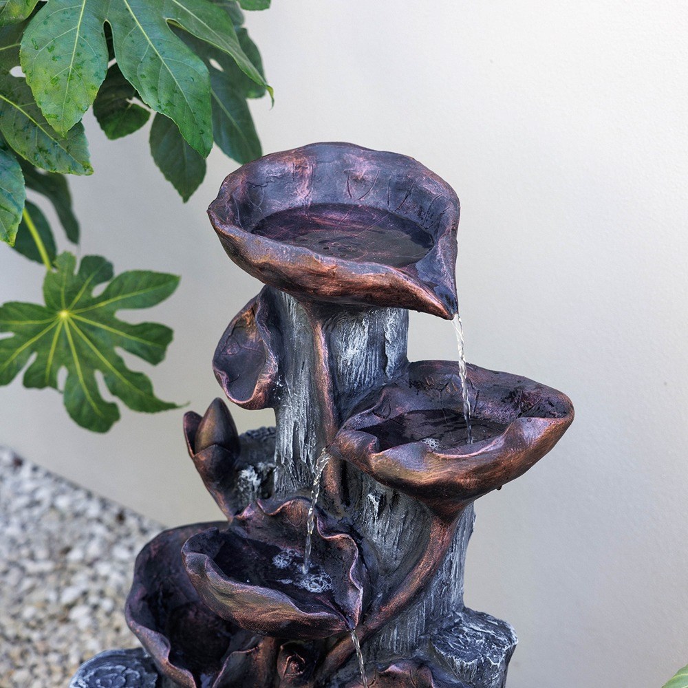 Lily Pad Rock Cascade Solar Water Feature
