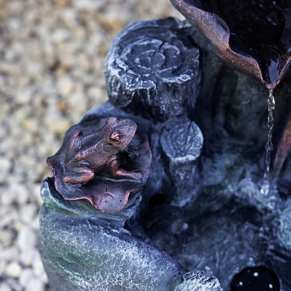 Lily Pad Rock Cascade Solar Water Feature