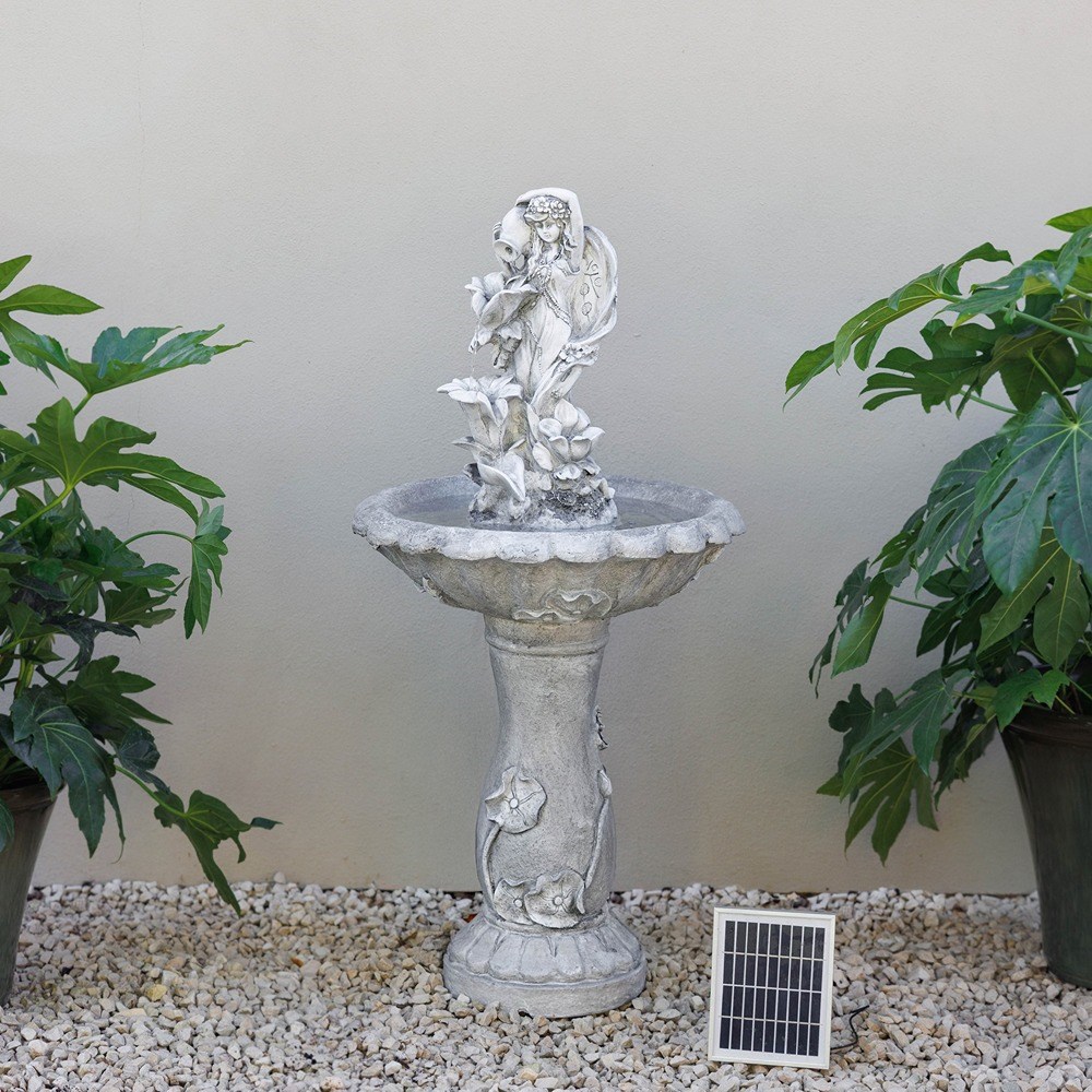 Water Lady Pedestal Solar Water Feature
