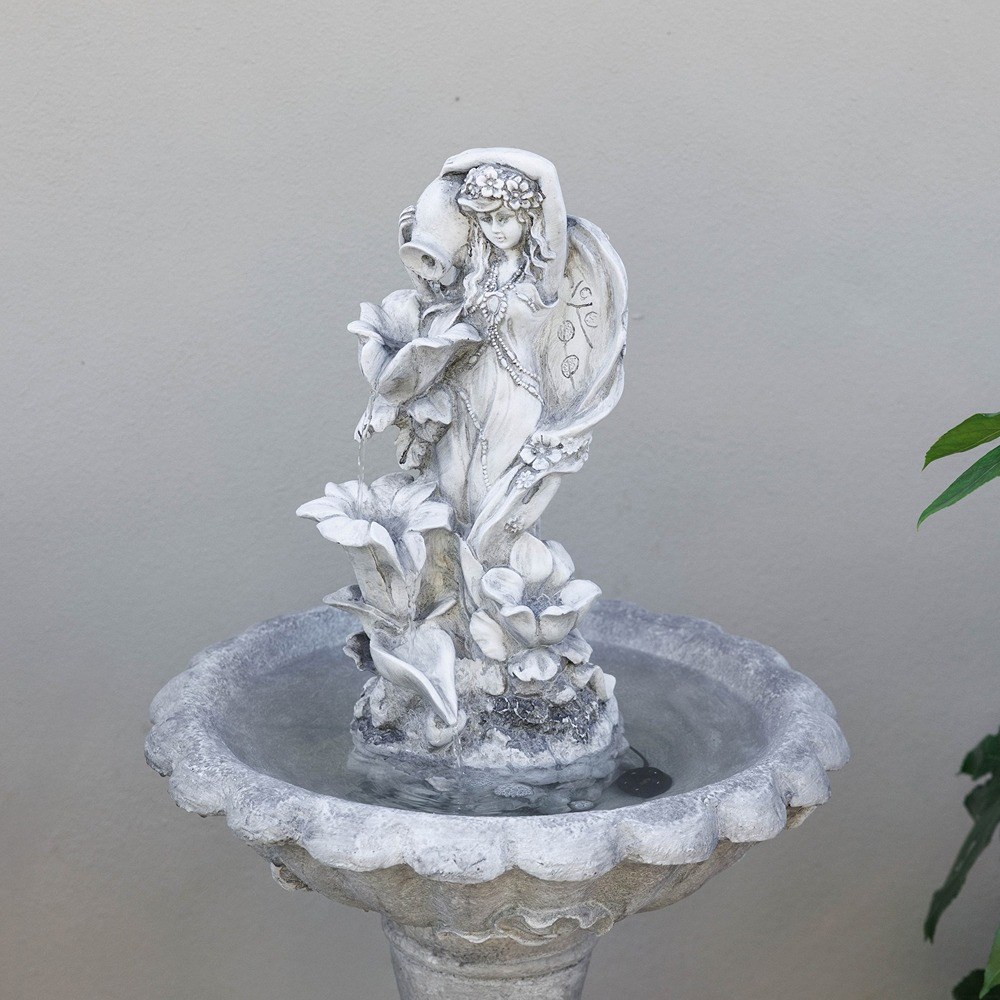 Water Lady Pedestal Solar Water Feature