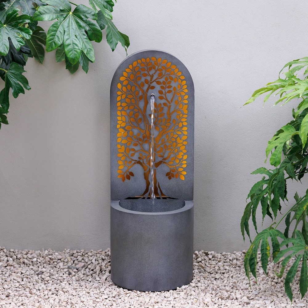 Cut-Out Panel Garden Water Feature with Lights