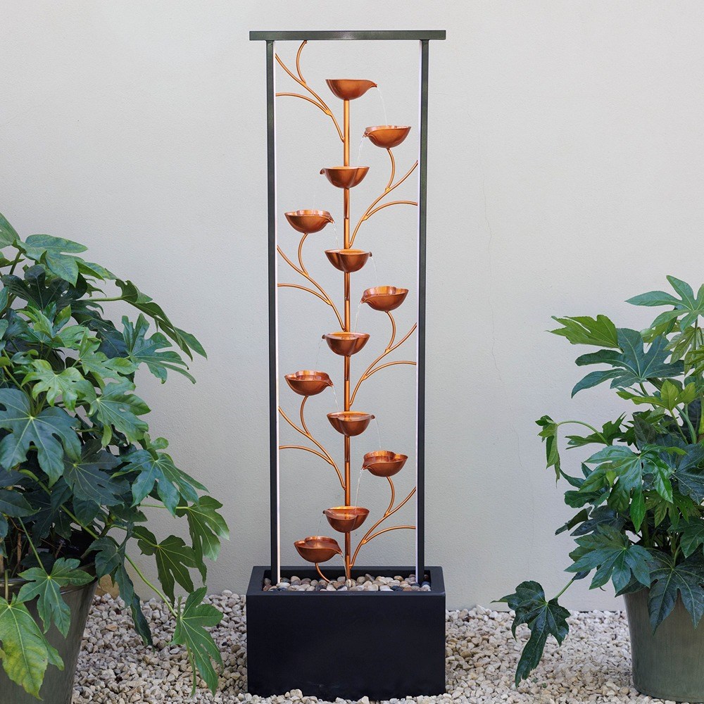 Tiered Petal Garden Water Feature with Lights