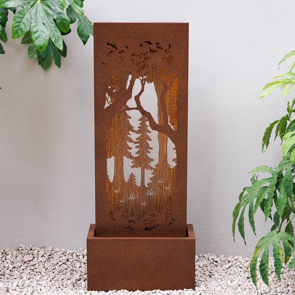Forest Scene Water Wall Feature with Lights
