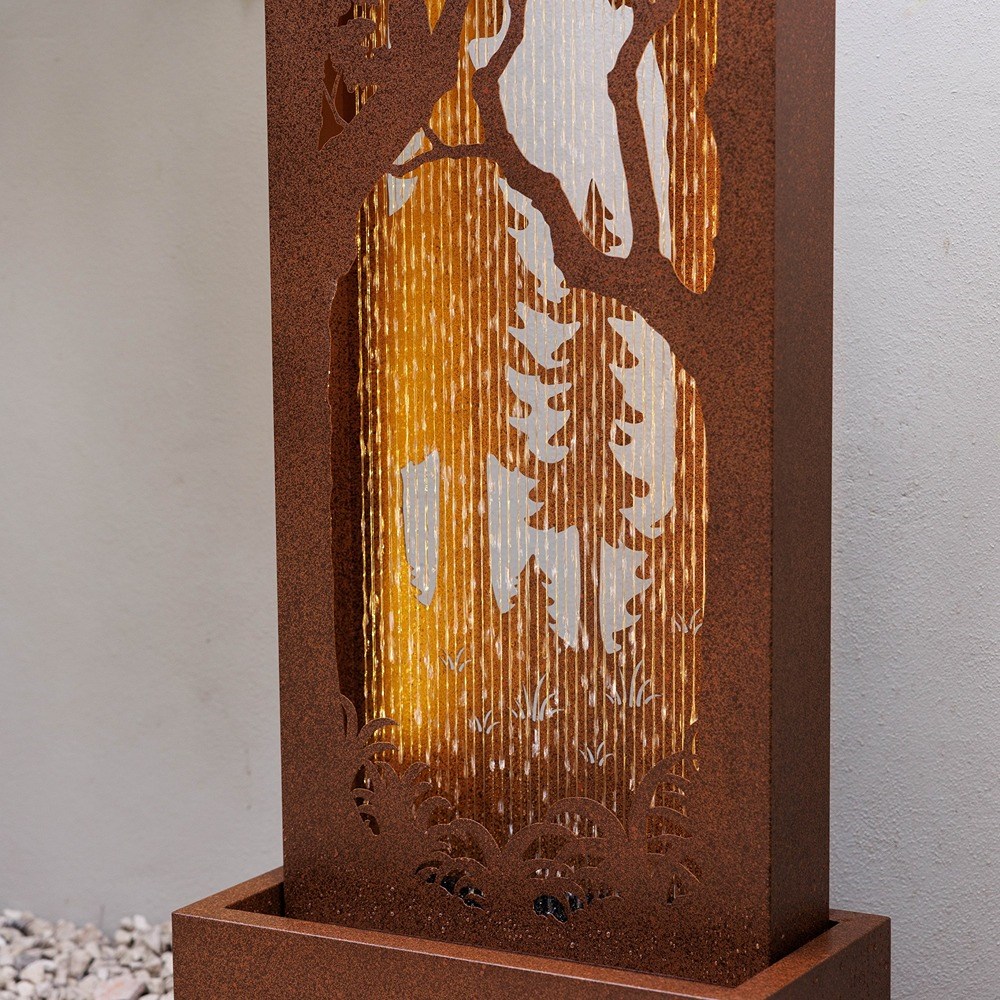 Forest Scene Water Wall Feature with Lights