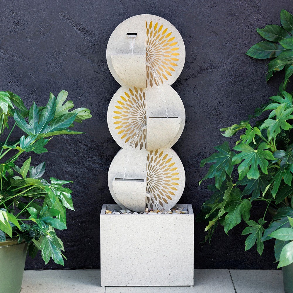 Cut-Out Fan Garden Water Feature with Lights