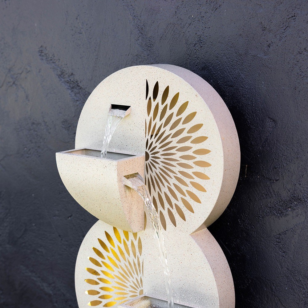 Cut-Out Fan Garden Water Feature with Lights