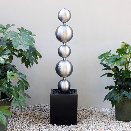 5 stainless steel balls tower water feature