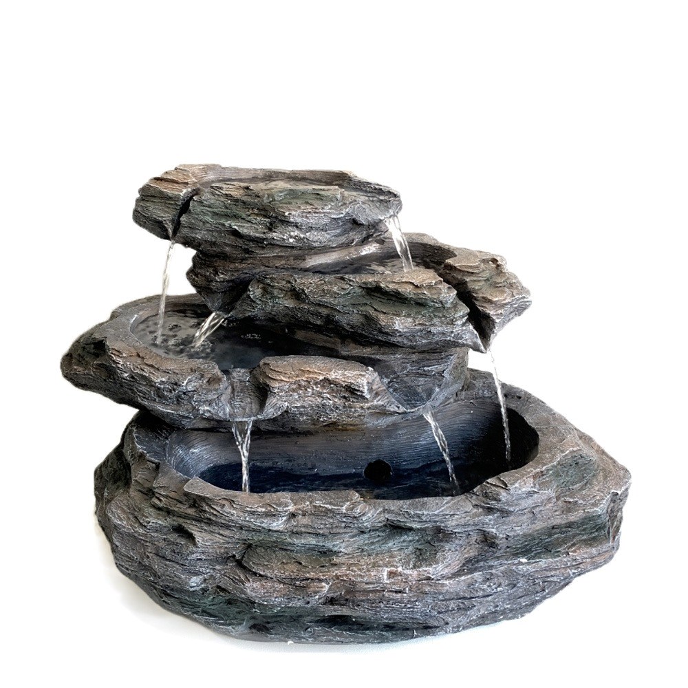 Low Rock Cascade Solar Water Feature With Lights