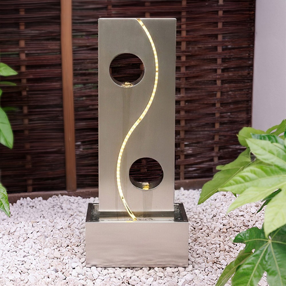 Stainless steel water wall with LED lights