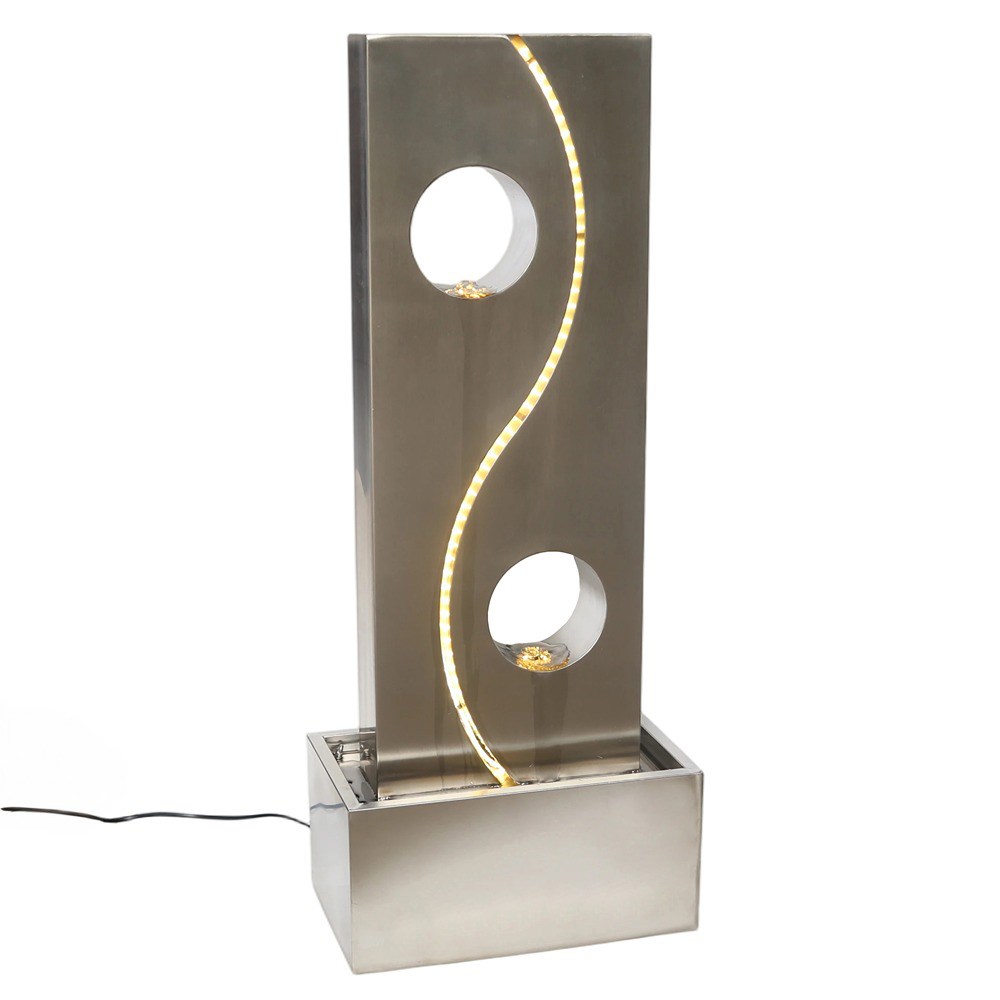 Stainless steel water wall with LED lights