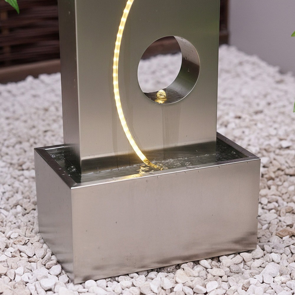 Stainless steel water wall with LED lights