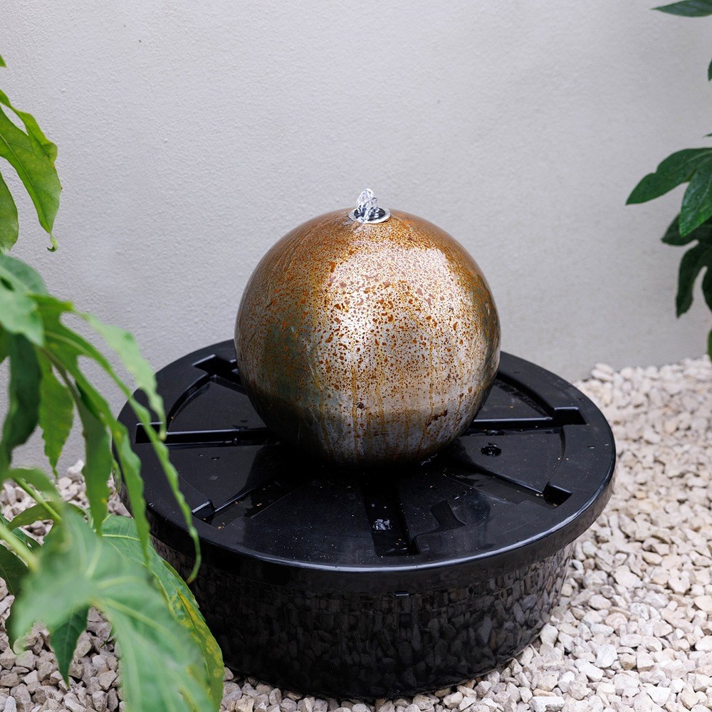 Corten Steel Sphere Water Feature