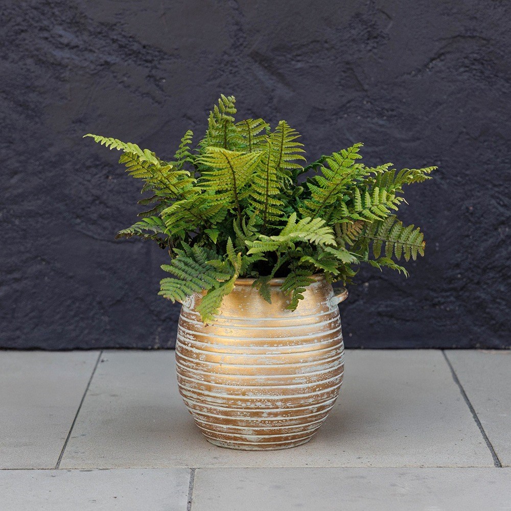 Golden Metal Banded Planter