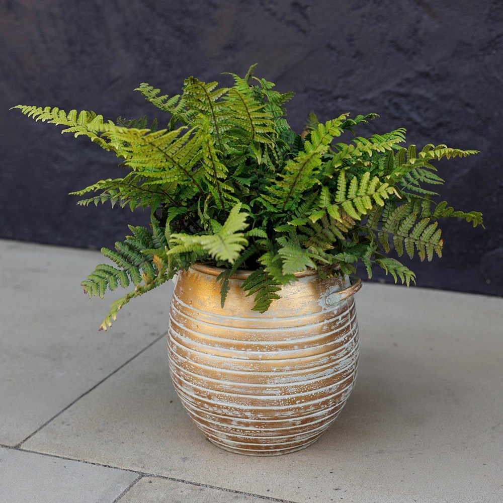 Golden Metal Banded Planter