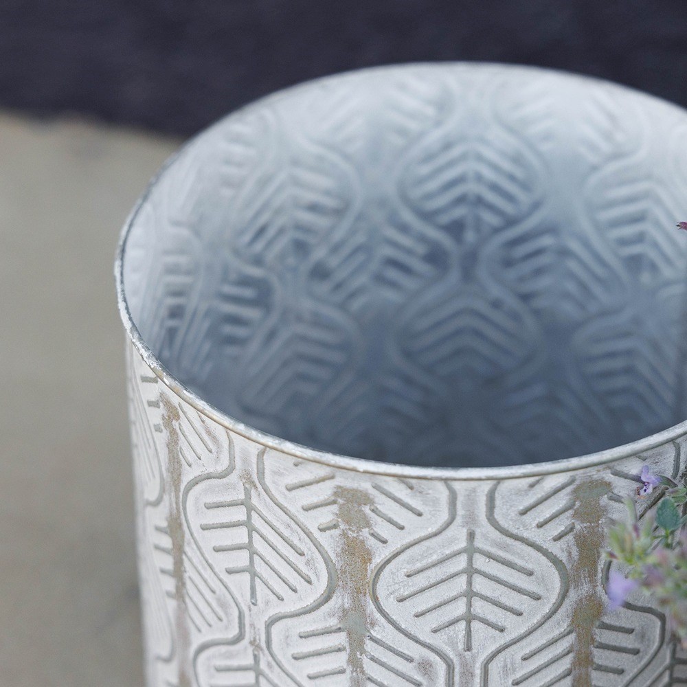 Metal Leaf Design Cylinder Planters