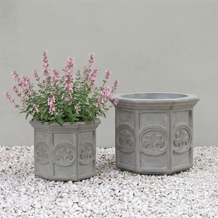 Hexagon patterned detail grey planter - small