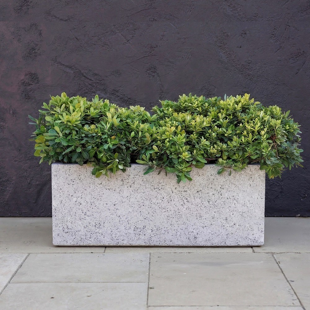 White Stone Finish Zinc Trough Planter